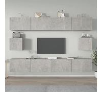 YuuSsea Ensemble de 6 meubles TV en bois gris béton, moderne, montage mural, avec beaucoup d'espace de rangement, 4 x 100 x 30 x 30 cm, 2 x 30,5 x 30 x 30 cm, pour le divertissement du salon