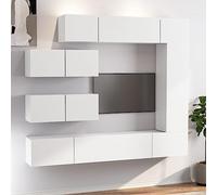 YuuSsea Ensemble de 7 meubles TV en bois blanc, moderne, montage mural, grand espace de rangement, pour salon, home cinéma, polyvalent, durable