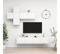 YuuSsea Ensemble de 7 meubles TV en bois blanc moderne, montage mural, pour salon, espace de rangement, 4 x 30,5 x 30 x 30 cm, 3 x 80 x 30 x 30 cm, 3 x 80 x 30 x 30 cm, support TV universel