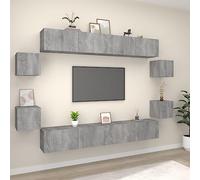 YuuSsea Ensemble de 8 meubles TV gris Sonoma en bois 4 x 100 cm et 4 x 30 cm, montage mural, avec beaucoup d'espace de rangement, pour le divertissement, le salon, le divertissement, support TV
