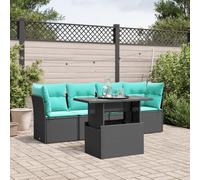 YuuSsea Ensemble de canapé de jardin 5 pièces en rotin synthétique noir, table réglable, coussins confortables, résistants aux UV, design modulaire pour les espaces de vie en plein air