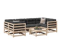 YuuSsea Ensemble de canapé de jardin, 7 pièces, en pin massif non traité, modulaire, pour extérieur, capacité de charge de 110 kg par siège, pour terrasse, balcon
