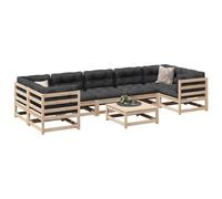 YuuSsea Ensemble de canapé de jardin, 8 pièces, en pin massif non traité, 70 x 70 x 67 cm, canapé d'angle, coussin anthracite, kit de sièges d'extérieur modulaire pour terrasse, balcon, jardin