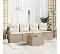 YuuSsea Ensemble de canapé de jardin en polyrotin beige, 55 x 55 x 37 cm, modulaire, résistant aux intempéries, avec coussin amovible, pour terrasse, balcon, salon extérieur, se détendre et s'asseoir