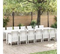 YuuSsea Ensemble de salle à manger de jardin, 15 pièces, en polypropylène tressé, blanc, résistant aux intempéries, pour terrasse, balcon, jardin, durable, élégant