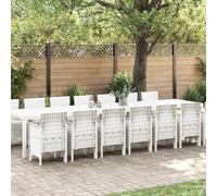 YuuSsea Ensemble de salle à manger de jardin, 15 pièces, en polypropylène tressé, blanc, résistant aux intempéries, durable, pour terrasse et balcon, design moderne