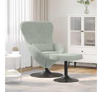 YuuSsea Fauteuil lounge avec repose-pieds en velours gris clair, pivotant, réglable, design moderne, idéal pour salon, chambre à coucher, bureau, coin salon relaxant, cadre durable, accoudoirs