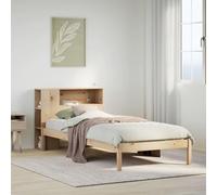 YuuSsea Lit à bibliothèque en pin massif, 75 x 190 cm, cadre de lit stable avec sommier à lattes, tête de lit avec compartiments de rangement, meuble de chambre à coucher peu encombrant