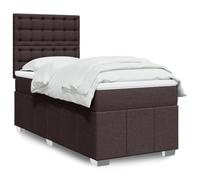 YuuSsea Lit à sommier tapissier, 80 x 200 cm, en tissu marron foncé, avec matelas à ressorts ensachés, tête de lit réglable en hauteur, surmatelas confortable, lit simple