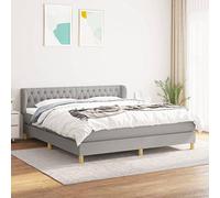 YuuSsea Lit à sommier tapissier avec matelas, gris clair, 180 x 200 cm, housse en tissu, tête de lit réglable en hauteur, ressorts ensachés, soutien moyennement ferme, pour un sommeil réparateur