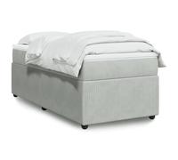 YuuSsea Lit à sommier tapissier avec matelas, gris clair, 80 x 200 cm, housse en velours, ressorts ensachés, sommier à lattes, meuble de chambre à coucher, grand confort