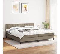 YuuSsea Lit à sommier tapissier avec matelas taupe, 200 x 200 cm, en tissu, tête de lit réglable en hauteur, matelas à ressorts ensachés, soutien de fermeté moyenne, pour un sommeil réparateur