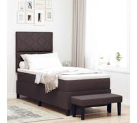 YuuSsea Lit à sommier tapissier, marron foncé, 80 x 200 cm, en tissu et matériau dérivé du bois, avec tête de lit réglable en hauteur, matelas en mousse confortable, banc multifonctionnel, meuble de