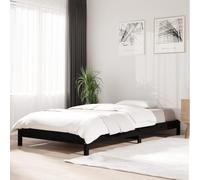 YuuSsea Lit empilable, noir, 90 x 200 cm, en pin massif, peu encombrant, empilable les uns sur les autres, pour chambre d'amis, meuble de chambre à coucher robuste