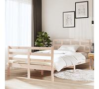 YuuSsea Lit en bois massif 120 x 190 cm - Meuble de chambre à coucher moderne - Cadre de lit robuste avec sommier à lattes, petit double - Bois non traité pour un sommeil réparateur