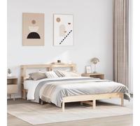 YuuSsea Lit en bois massif 160 x 200 cm en bois de pin non traité, avec tête de lit et étagères, sommier à lattes stable, pour chambre à coucher, cadre de lit durable
