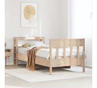 YuuSsea Lit en bois massif 90 x 200 cm, pin non traité, avec sommier à lattes, tête de lit et étagères, cadre de lit stable pour un sommeil réparateur, meuble de chambre polyvalent