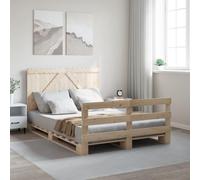 YuuSsea Lit en bois massif avec tête de lit, 140 x 200 cm, bois de pin non traité, cadre de lit robuste, meuble de chambre à coucher, construction durable
