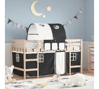 YuuSsea Lit mezzanine pour enfant avec tunnel blanc et noir, 90 x 190 cm, en bois de pin, lit simple, lit de jeu avec protection anti-chute, lit d'adolescent