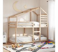 YuuSsea Lit superposé avec toit, 75 x 190 cm, en pin massif, lit simple, pour chambre d'enfant, design peu encombrant, garde-corps sécurisés, non traité