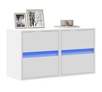 YuuSsea Lot de 2 armoires TV murales avec éclairage LED, blanc, 41 x 31 x 45 cm, en bois pour salon, réglables