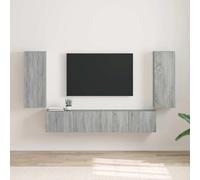 YuuSsea Lot de 2 armoires TV murales en bois - Sonoma gris - 30 x 31 x 80 cm - Design peu encombrant - Pour salon