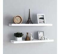 YuuSsea Lot de 2 barres d'images, blanc, 80 x 9 x 3 cm, en MDF, design en U, étagère murale pour chambre à coucher, salle de bain, décoration, étagère pratique pour cadres photo et ornements