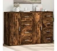 YuuSsea Lot de 2 buffets en bois de chêne fumé 59 x 39 x 80 cm - Commode de rangement pour salon, couloir, salle à manger, buffet de ferme avec portes