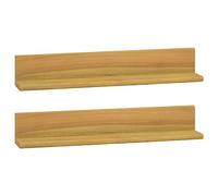 YuuSsea Lot de 2 étagères murales 60 x 10 x 10 cm en teck massif, étagères suspendues robustes pour chambre à coucher, salle de bain et salon, finition naturelle, durable