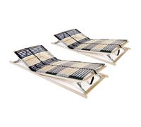 YuuSsea Lot de 2 sommiers à lattes 90 x 200 cm, 42 lattes en bois de bouleau, 7 zones, cadre en bois de hêtre, tête et pied de lit réglables, résistance réglable, idéal pour meubles de chambre à