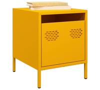 YuuSsea Lot de 2 tables de chevet jaune moutarde 35 x 39 x 43,5 cm en acier, style industriel, table d'appoint pour chambre à coucher, console de chevet moderne avec tiroir, pieds en métal robustes