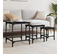 YuuSsea Lot de 3 tables gigognes noires en bois et métal - Design industriel - Peu encombrantes - Pour salon, chambre à coucher, bureau - Charge maximale : 45 kg
