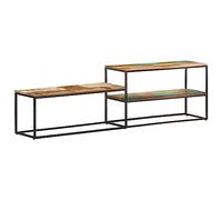 YuuSsea Meuble TV 180 x 30 x 50 cm, en bois massif recy esign industriel avec structure en acier, 3 étagères, pour salon, stable et durable