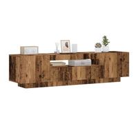 YuuSsea Meuble TV avec lumières LED, aspect bois vieilli, 160 x 35 x 40 cm, matériau en bois robuste, beaucoup d'espace de rangement, pour salon, home cinéma, support TV universel