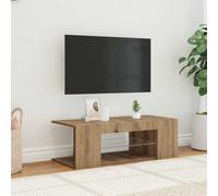 YuuSsea Meuble TV avec lumières LED, chêne artisanal, 90 x 39 x 30 cm, meuble multimédia robuste, meuble TV moderne avec espace de rangement, matériau en bois durable, table TV polyvalente