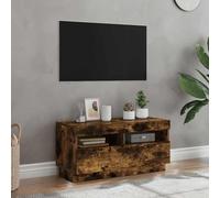 YuuSsea Meuble TV avec lumières LED, chêne fumé, 80 x 35 x 40 cm, matériau du bois, support TV moderne, idéal pour le salon, armoire multimédia universelle