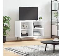 YuuSsea Meuble TV blanc brillant - 69,5 x 30 x 50 cm - Matériau du bois avec pieds en fer - Support TV universel moderne pour salon, chambre à coucher, espace de rangement - Résistant à l'humidité