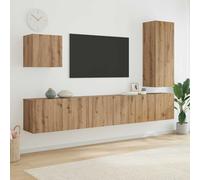 YuuSsea Meuble TV mural 5 pièces, bois de chêne artisanal, 240 x 30 x 183 cm, centre de divertissement moderne, armoire multimédia robuste