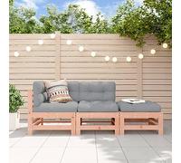 YuuSsea Salon de jardin 3 pièces en bois massif Douglas non traité, avec coussins gris confortables, robuste, pour terrasse, balcon, jardin, meubles d'extérieur durables pour des heures de détente