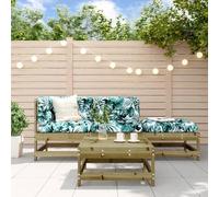 YuuSsea Salon de jardin 4 pièces en bois de pin imprégné robuste pour terrasse, balcon, jardin, charge maximale de 110 kg, design modulaire