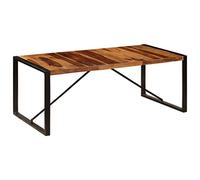 YuuSsea Table à manger 200 x 100 x 75 cm, bois massif d'acacia, style antique, charme vintage, pieds en acier revêtu par pulvérisation, table de cuisine durable