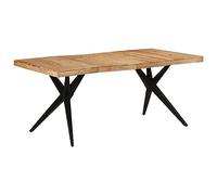 YuuSsea Table à manger noire 180 x 90 x 77 cm, bois massif d'acacia, style industriel, structure en fer robuste, design durable pour cuisine et salle à manger, grain de bois, pièce unique