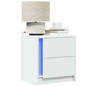 YuuSsea Table de chevet avec éclairage LED - En bois - Blanc - 43 x 34 x 45 cm - Commode moderne avec tiroir - Robuste et polyvalente