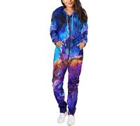 Yuuxorilu Combinaison unisexe à capuche à manches longues avec fermeture éclair pyjama une pièce fantaisie, galaxy, XXX-Large