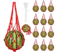 yuuzue Lot de 12 filets de pastèque avec 30 attaches de câble, hamacs robustes pour treillis, sacs réutilisables à suspendre pour fruits, miel, melon, courge, cantaloup,