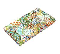 YUVANCRAFTS Couvre-lit indien en coton Kantha traditionnel sérigraphié pour lit simple (cachemire blanc)