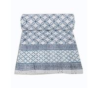 YUVANCRAFTS Couvre-lit indien fait main en coton Kantha traditionnel imprimé indigo pour lit simple (bleu)