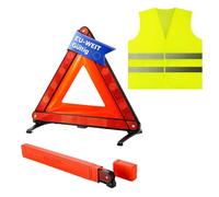 YUVATERA 3 in1 Triangle De Signalisation pour Voiture & Gilet de Signalisation,Trépied D'avertissement Réfléchissant Pliable avec Mallette de Rangement,Triangle Voiture pour Accidents et Pannes
