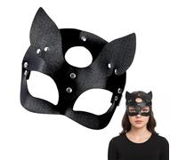 YUVKIN 1 Pcs Masque Catwoman Femme Sexy en Cuir Noir pour Cosplay, Déguisement Adulte, Saint-Valentin, Carnaval et Soirées Mascarade (Noir)