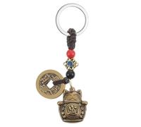 YUVKIN 1 Pièce Clés Maneki Neko Porte, Porte Clé Porte Bonheur, Bonheur à Suspendre en Forme Chat Porte Bonheur Chat Avec Cinq Empereurs Argent Feng Shui, Porte Bonheur Nouvelle Maison